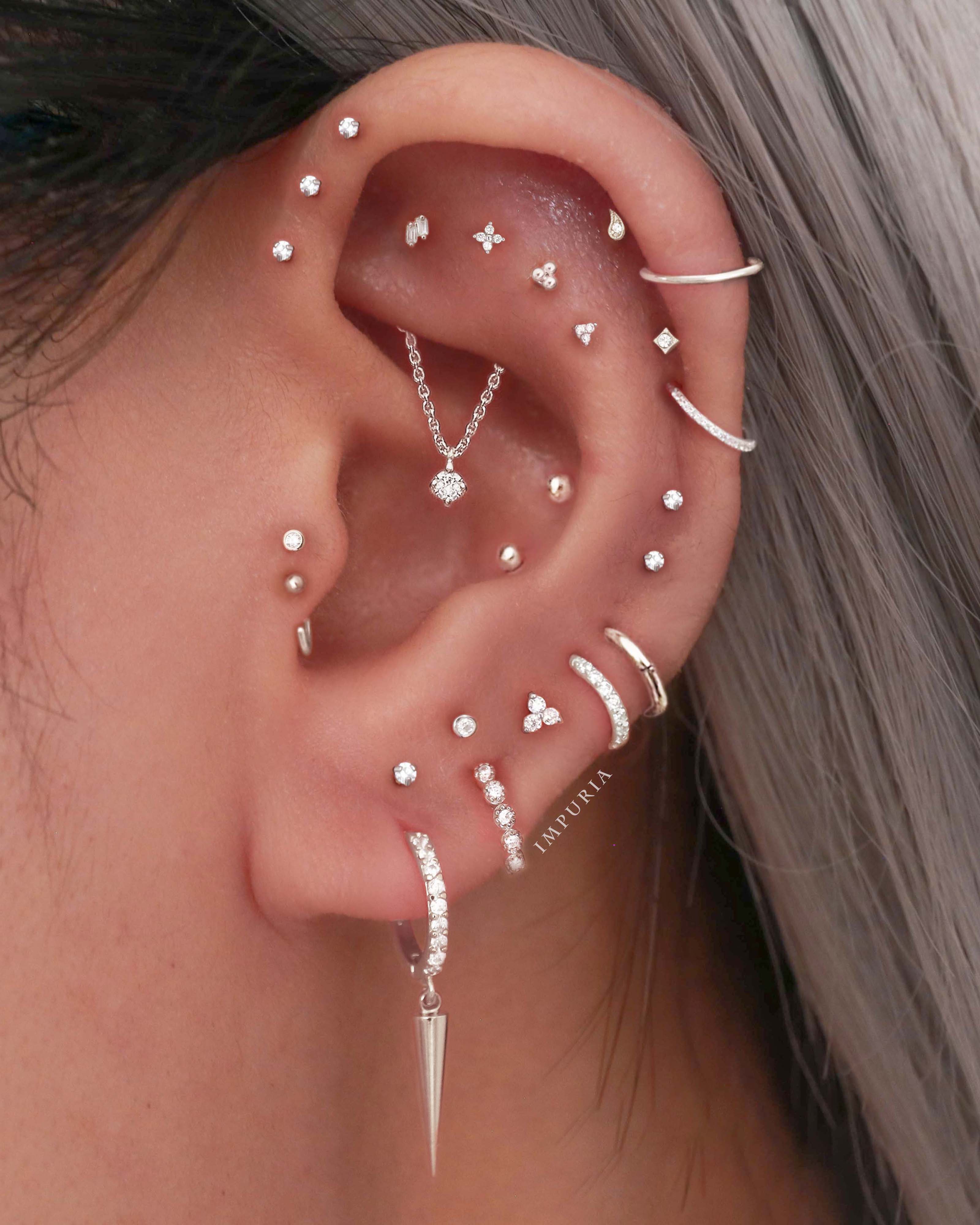 Absolute Hidden Helix Flat Back Stud Earring