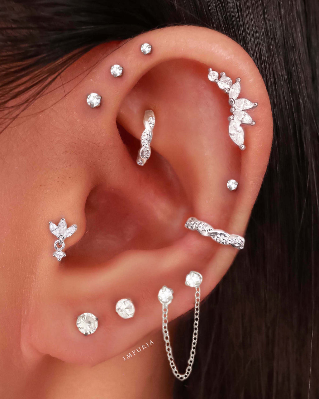 Dynasty Cluster Flat Back Stud Earring