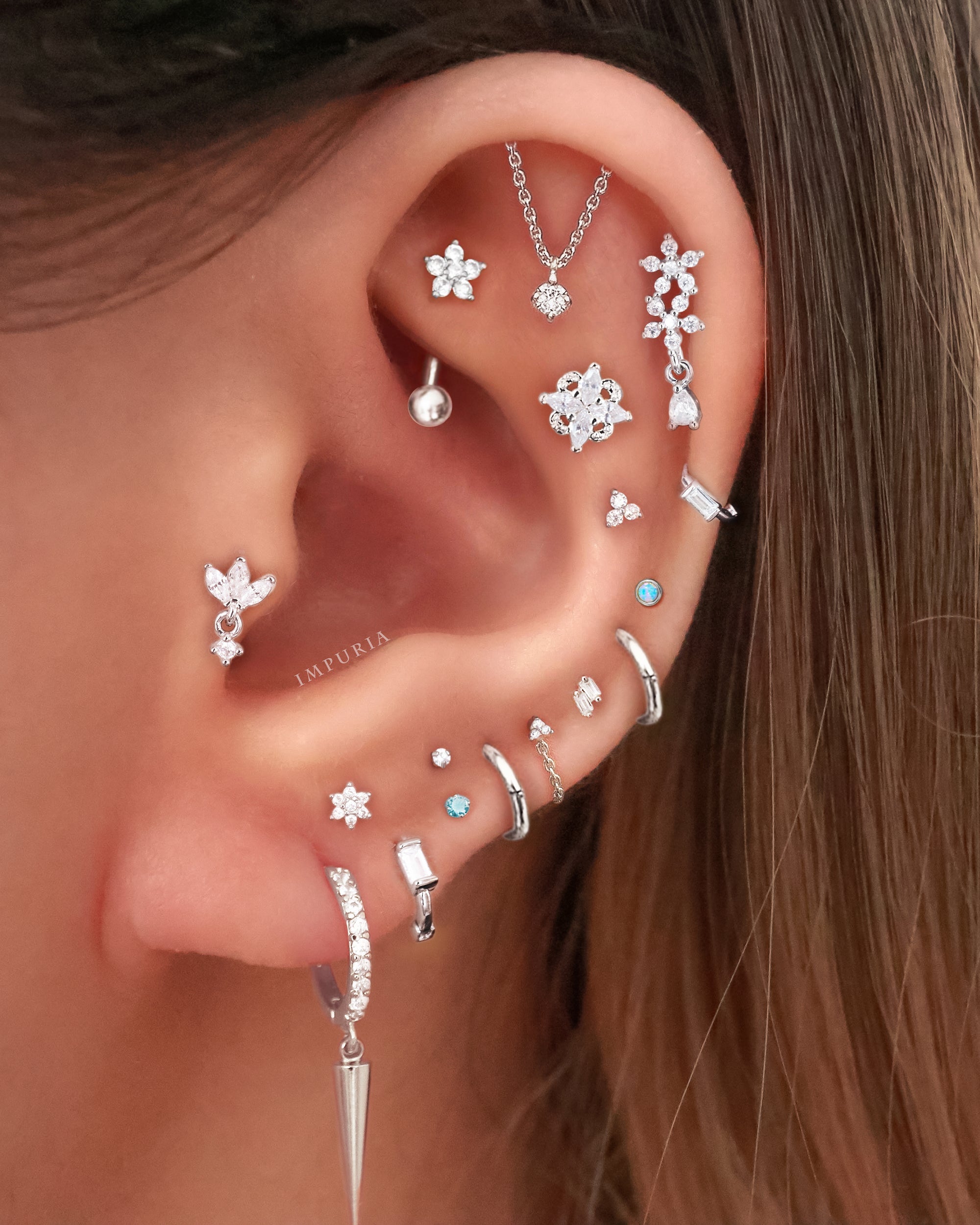 Absolute Hidden Helix Flat Back Stud Earring