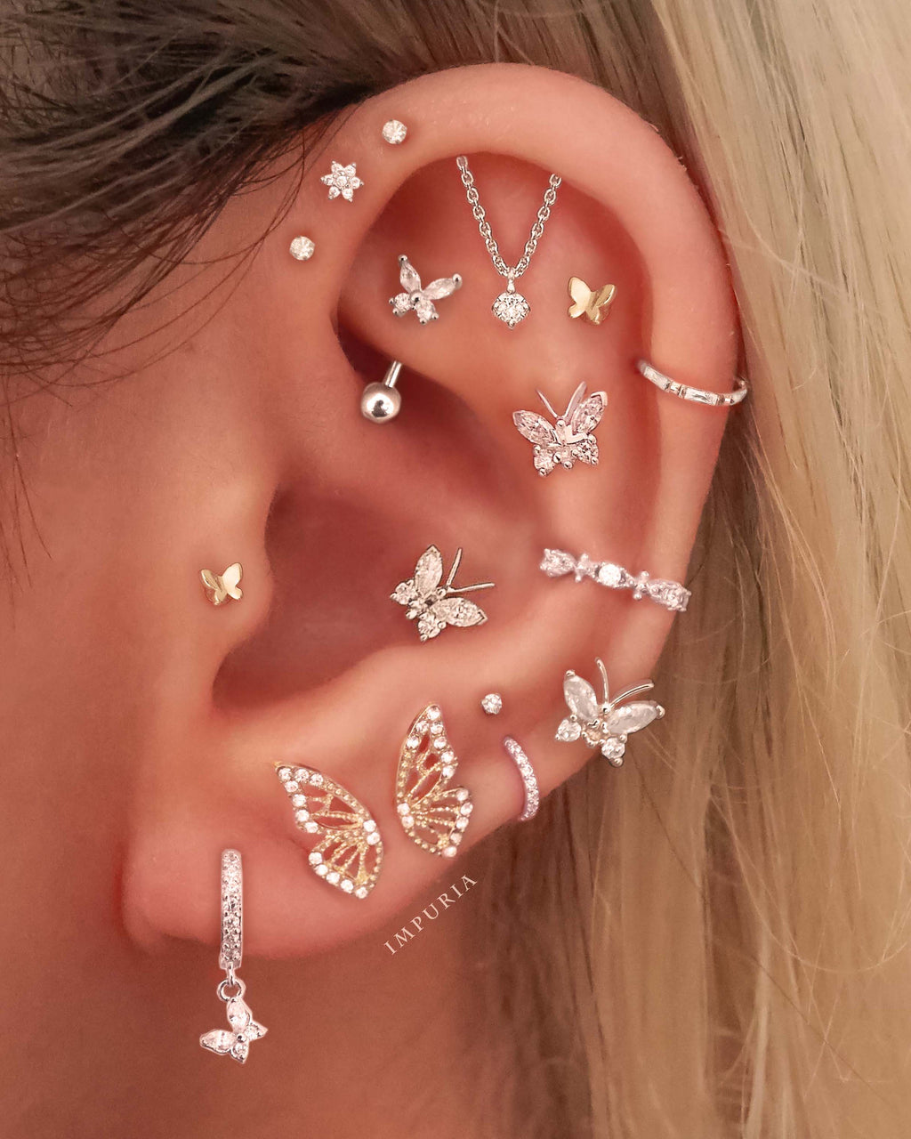 Flutter Butterfly Wings Double Stud Earrings