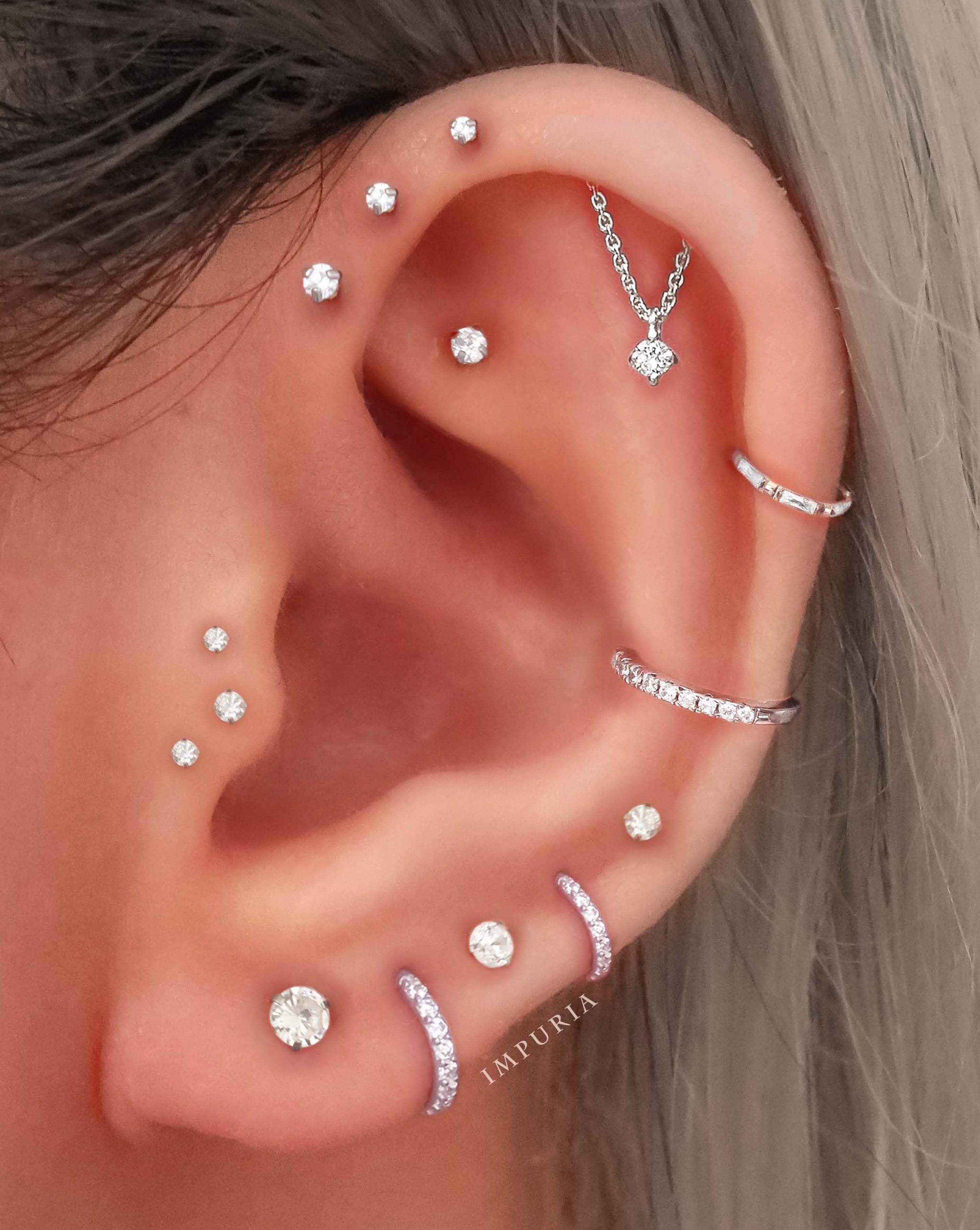 Absolute Hidden Helix Flat Back Stud Earring