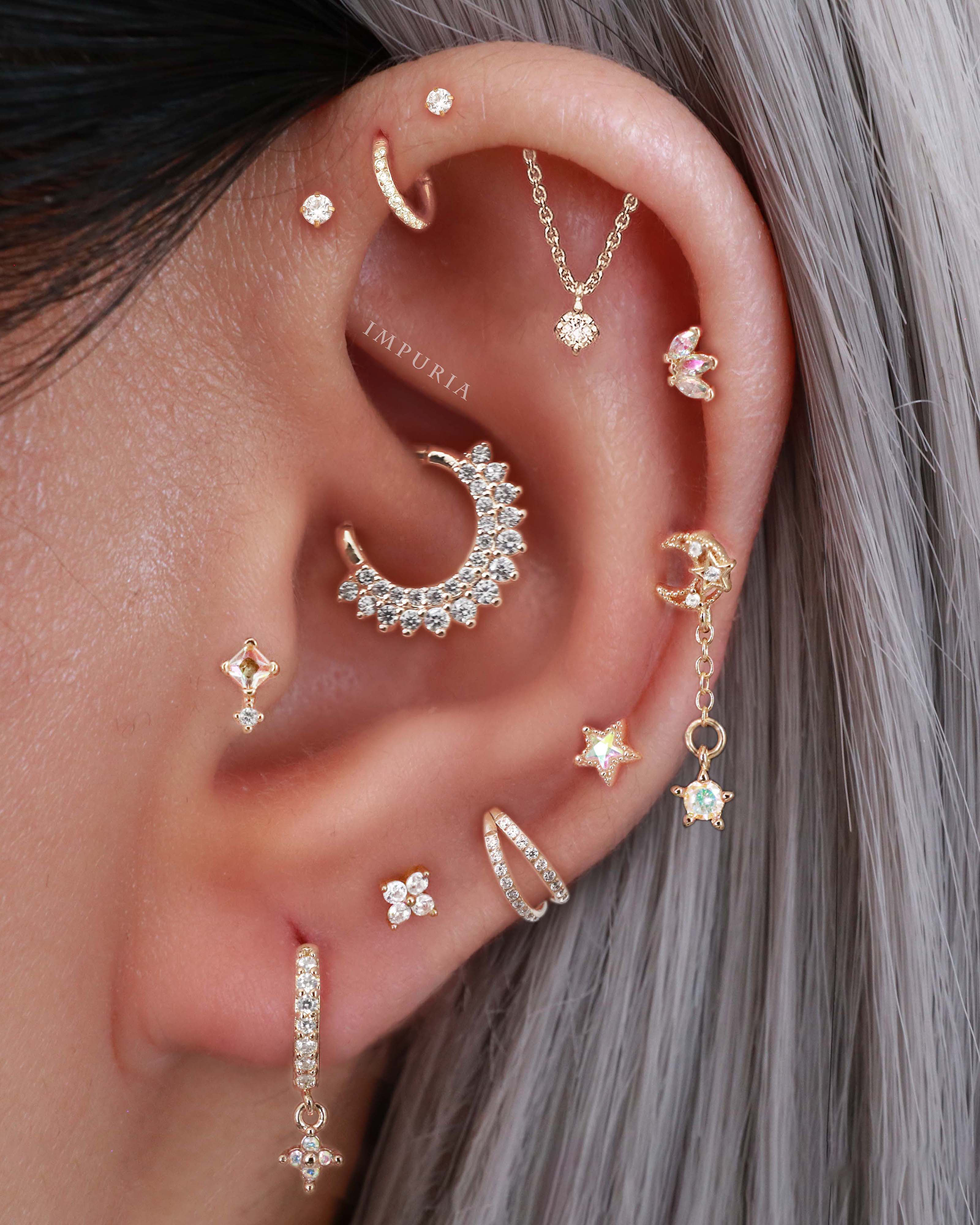 Absolute Hidden Helix Flat Back Stud Earring