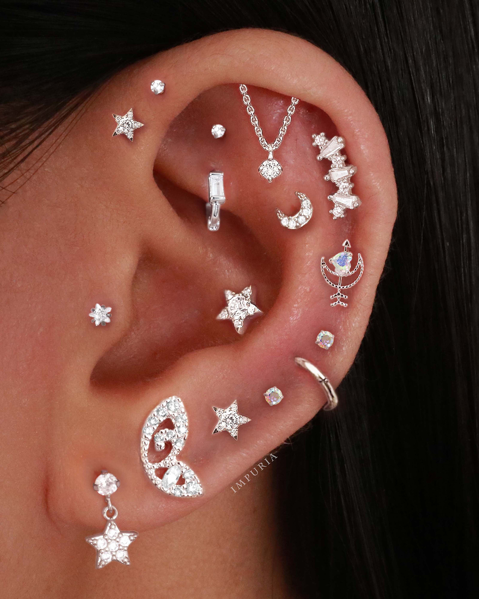 Absolute Hidden Helix Flat Back Stud Earring