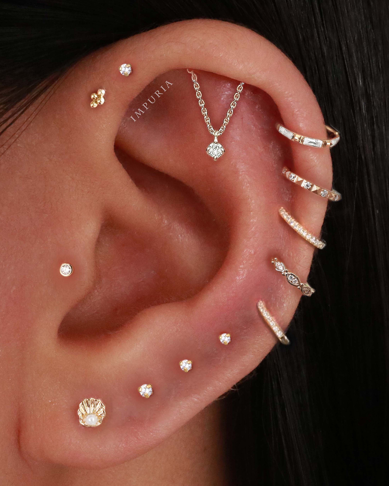 Absolute Hidden Helix Flat Back Stud Earring