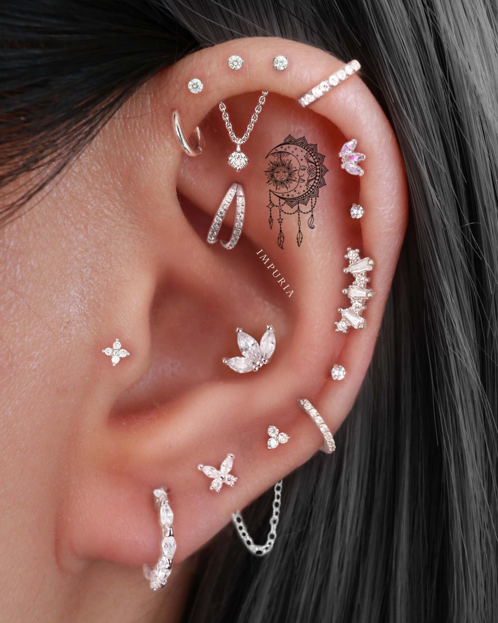 Absolute Hidden Helix Flat Back Stud Earring