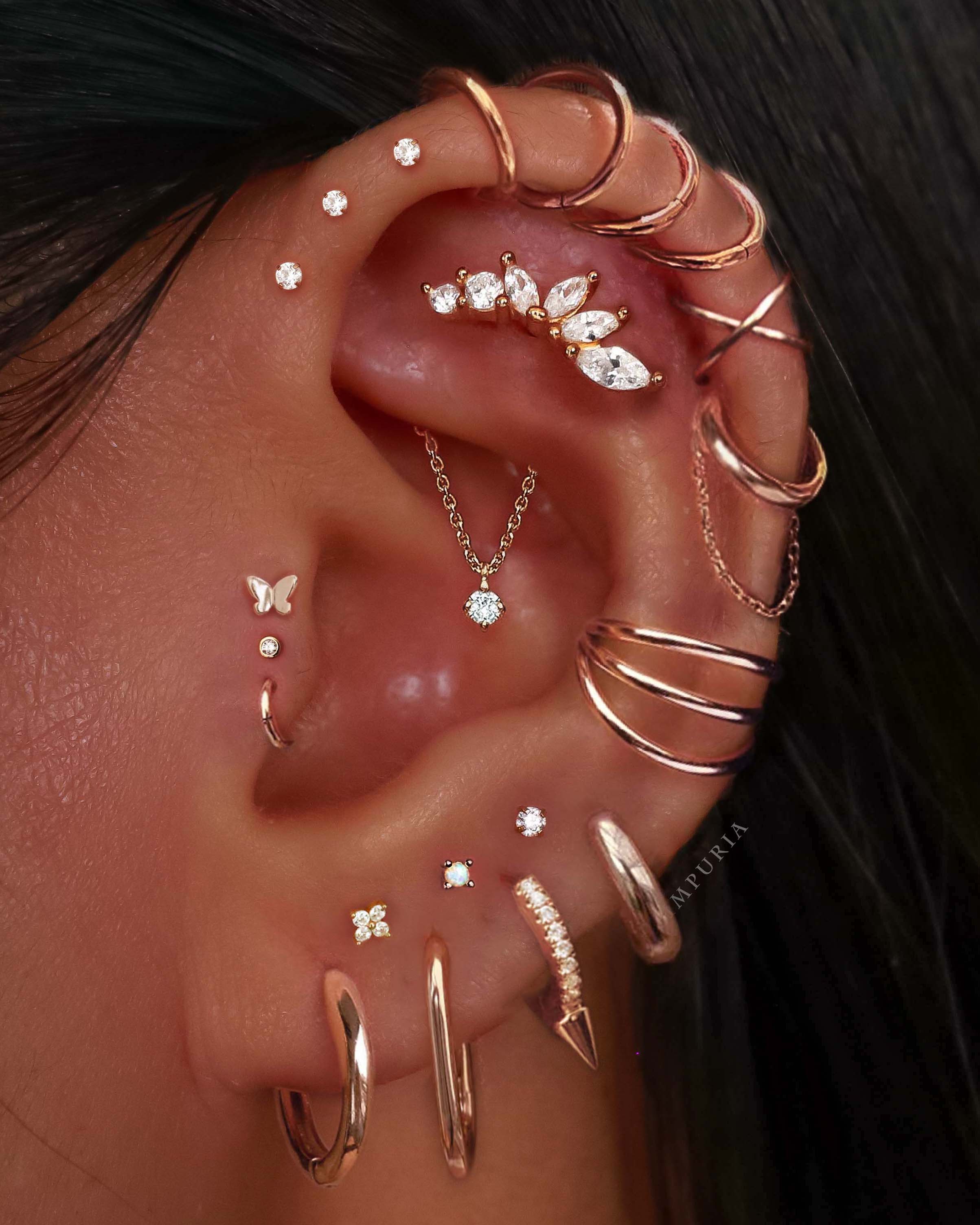 Absolute Hidden Helix Flat Back Stud Earring