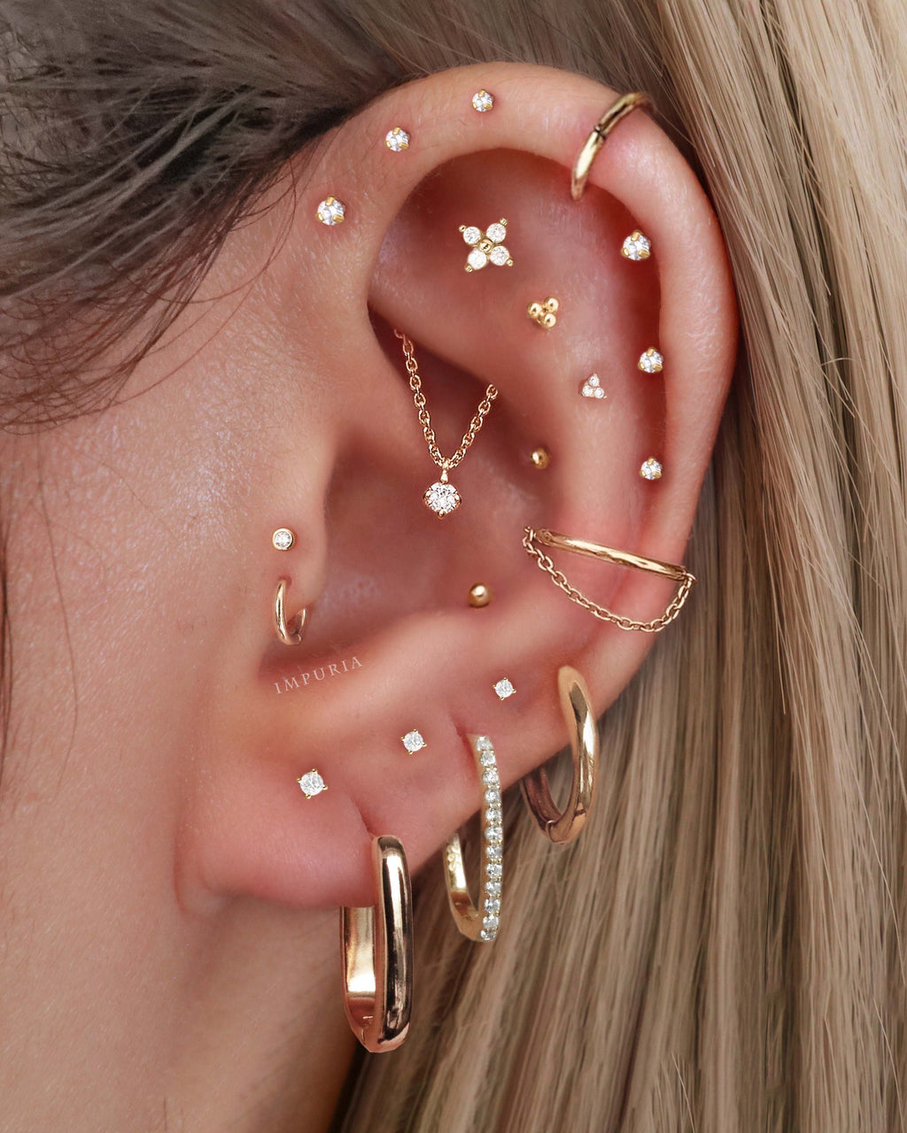 Absolute Hidden Helix Flat Back Stud Earring