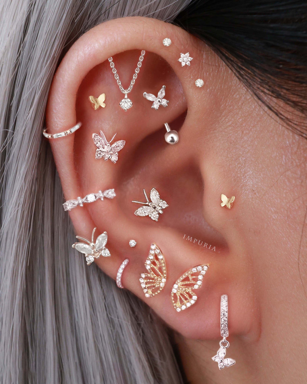 Flutter Butterfly Wings Double Stud Earrings