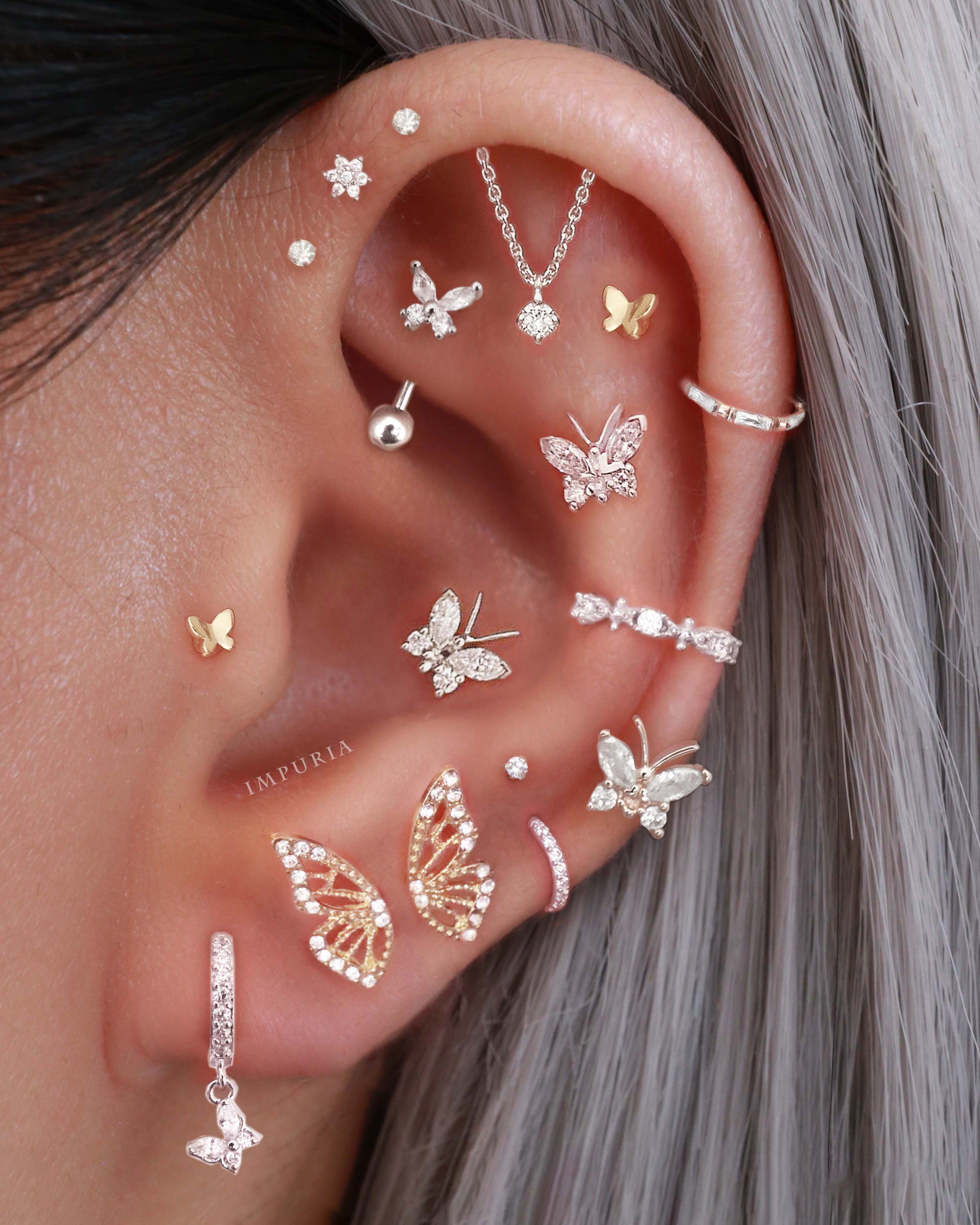 Flutter Butterfly Wings Double Stud Earrings