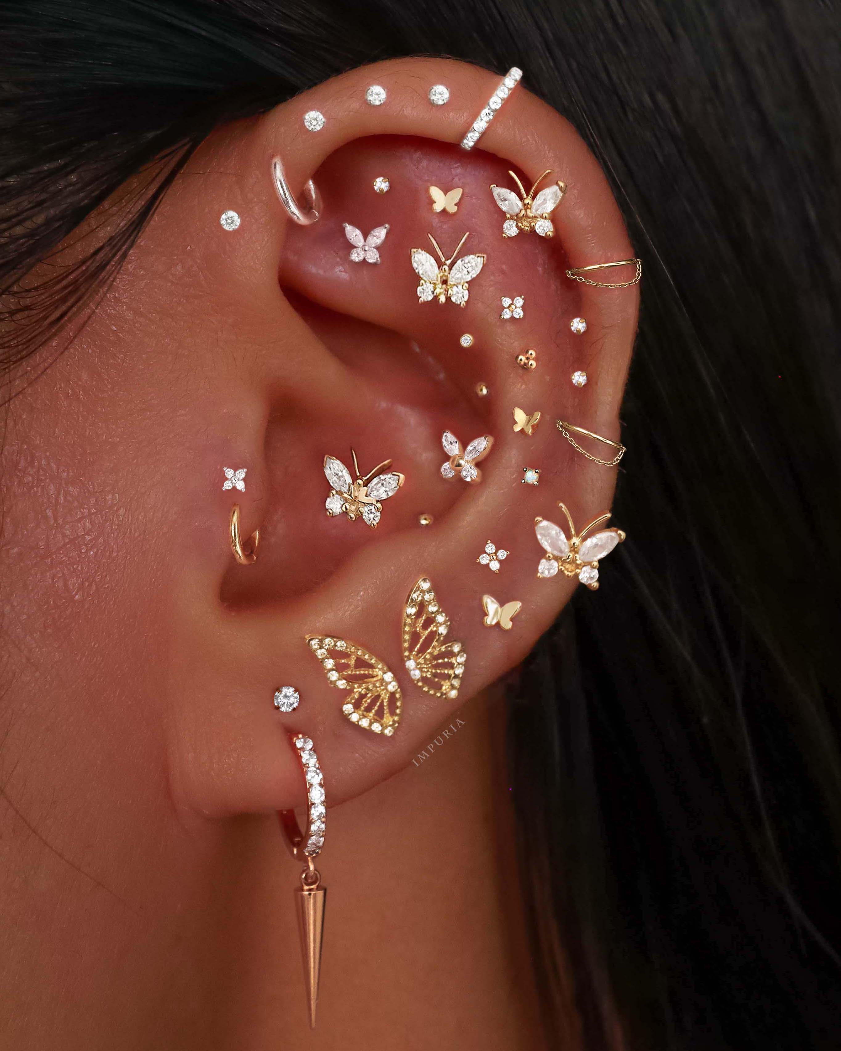 Flutter Butterfly Wings Double Stud Earrings