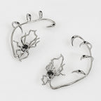 Gothic Spider Ear Cuff with Black Stone | Glow Drop Jewelry