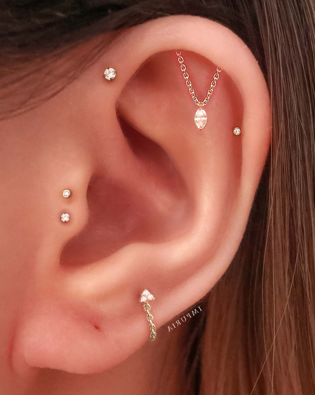Absolute Hidden Helix Flat Back Stud Earring